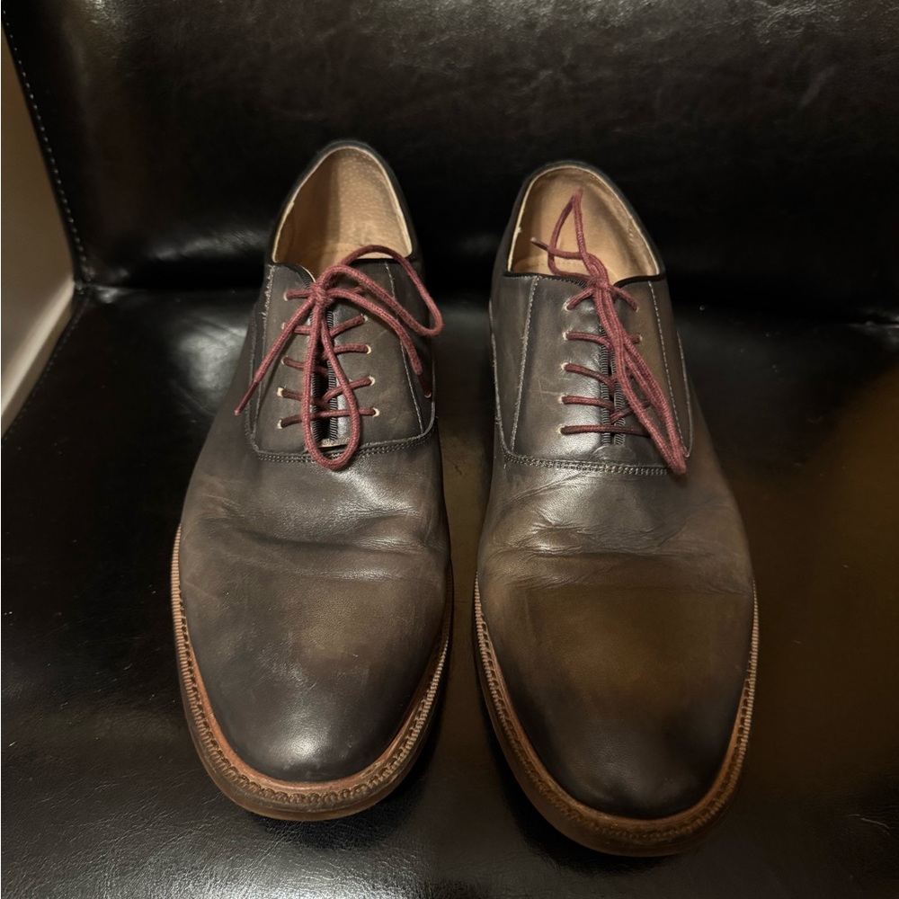 Aston Grey Grenasien Mens Size 11.5 DarkGray Leather Almond Toe Oxford Shoe - Picture 2 of 6